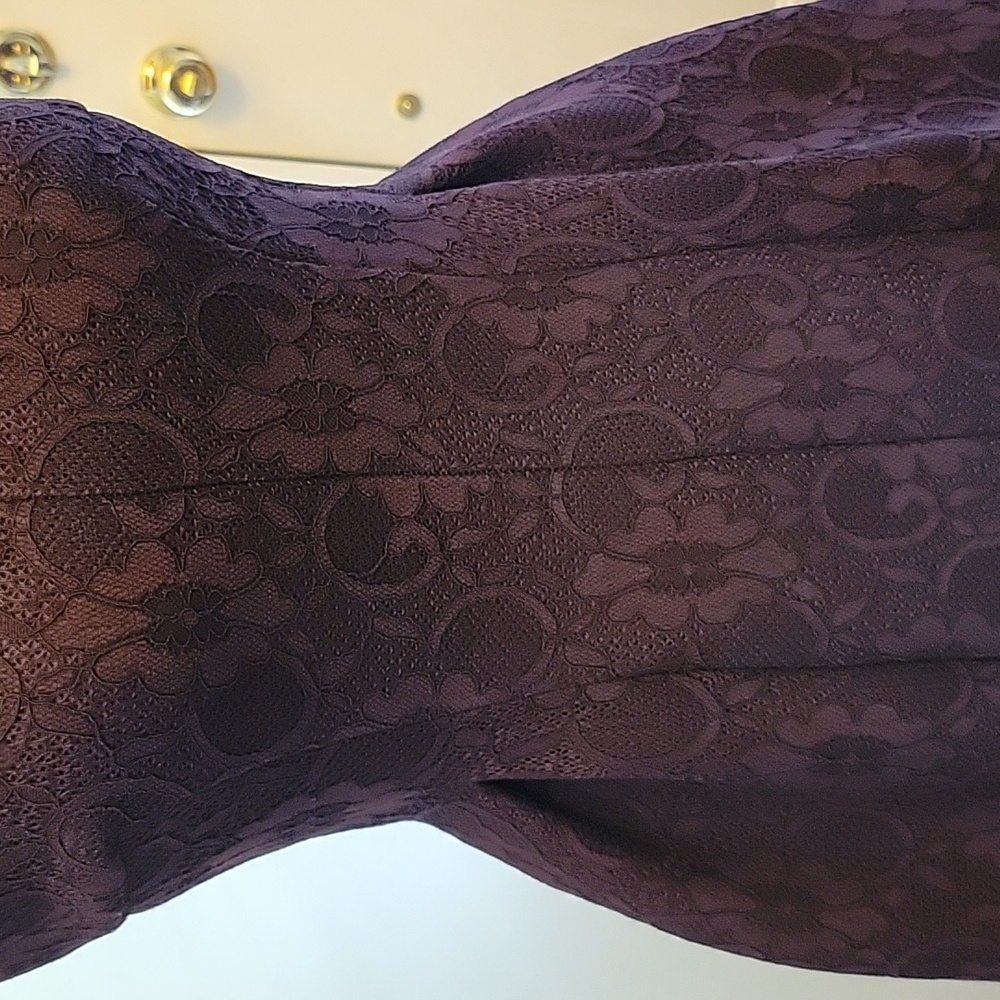 Calvin Klein dark purple lace dress sleeveless fitted pleats skirt thick 4P EUC… - Picture 6 of 12